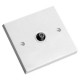 White Single F Type Fully Screened Outlet Plate